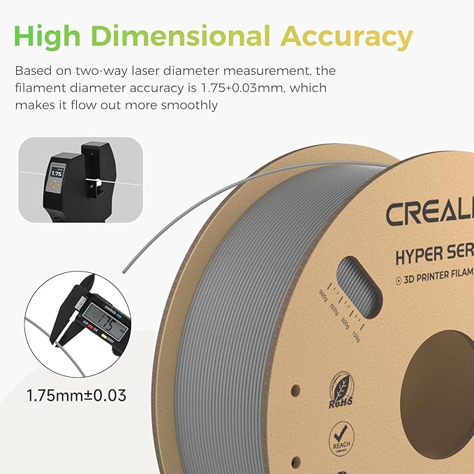 Creality Hyper PLA Filament Bundle Gray 2KG, No-Tangling Stronger Toughness Fit - Image 4