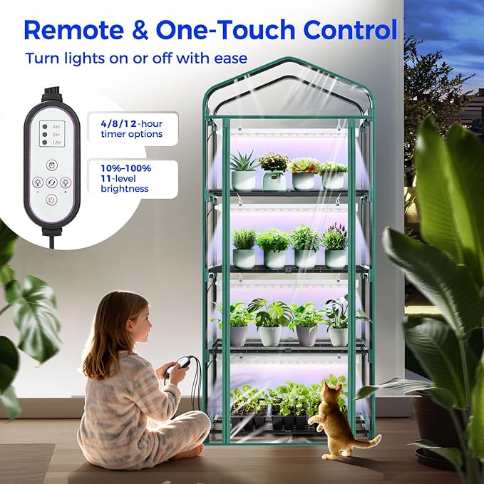 Indoor Greenhouse with Grow Light, Ohuhu 4-Tier Mini Green House - Image 6