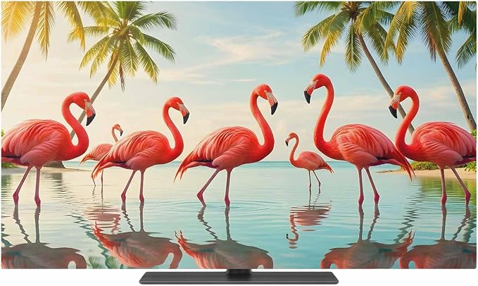 Summer Tropical Pink Flamingos Indoor TV Cover, Elastic TV Screen Protector - Image 2