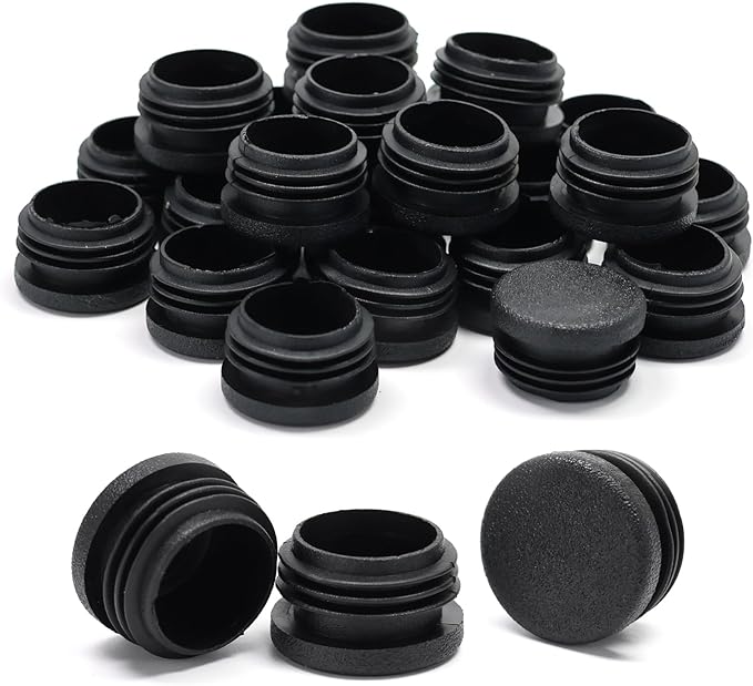 1" Plastic Hole Plugs Black -Round Chair Leg Caps, Flush Mount Pipe Plugs by EASYEAH