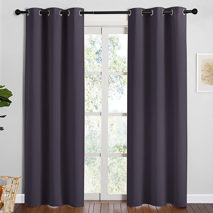 NICETOWN Greyish Purple Blackout Curtains 90 inches Length by NICETOWN