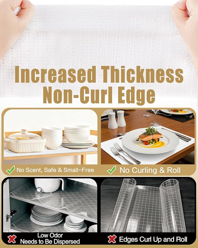 Shelf Liners for Kitchen Cabinets Non-Adhesive, Non-Slip Thickened Shelf Paper - Image 4