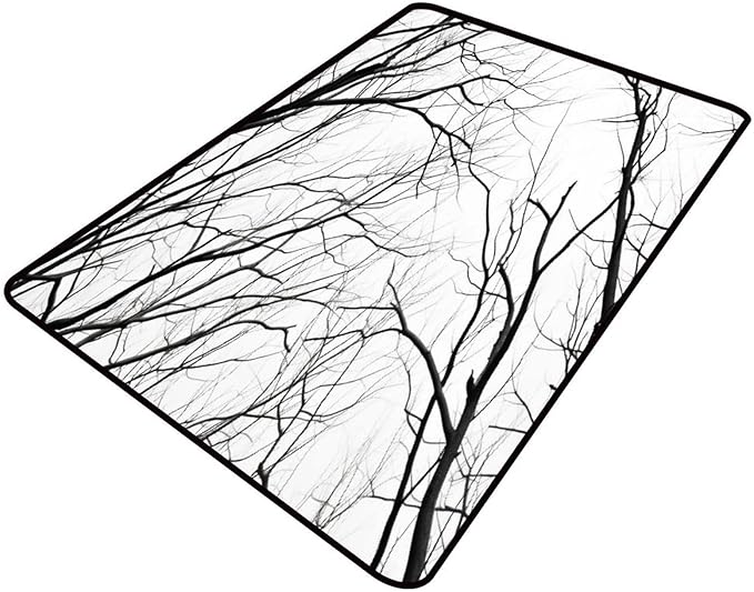 Broadloom Black Branches Printing Patterns Anti-Slip Backing Area Rugs Stain by Snarena