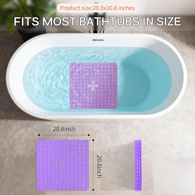 Anti-Slip Bathtub Shower mat, 20.8×20.8（Approximately 53×53cm） inch Soft - Image 3