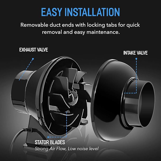 YSSOA 4 Inch Inline Duct Ventilation Fan 195 CFM HVAC Vent Blower Exhaust - Image 2