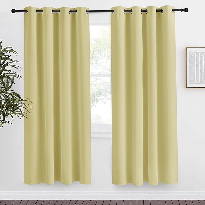 NICETOWN Paler Yellow Blackout Curtain 78 inch Long, W55 x L78, 1 Panel by NICETOWN