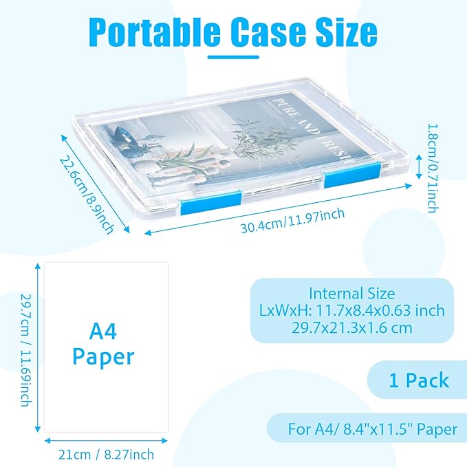 SAYEEC Portable Project Case A4 Plastic Transparent File Storage Box - Image 2