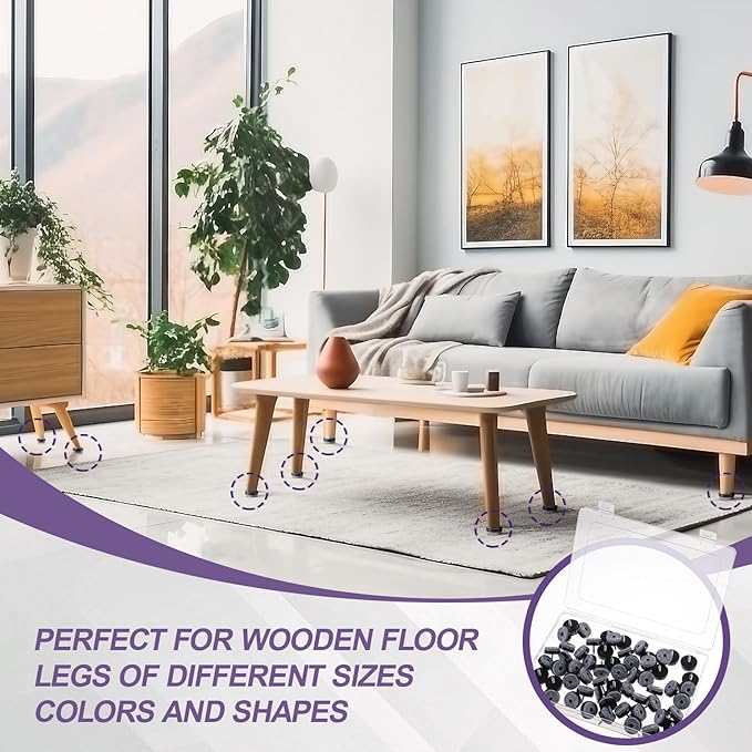 60 Pcs Black Screw on Furniture Felt Pads Kit, 0.94 Inch Non Slip Furniture Pads - Image 6