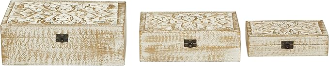 Deco 79 Mango Wood Floral Handmade Decorative Box Decorative Keepsake Boxes - Image 13