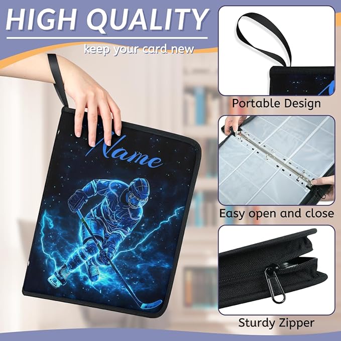 Custom Hockey Card Binder, Personalized 9 Pocket Trading Card Binder Fits 900 - Image 5