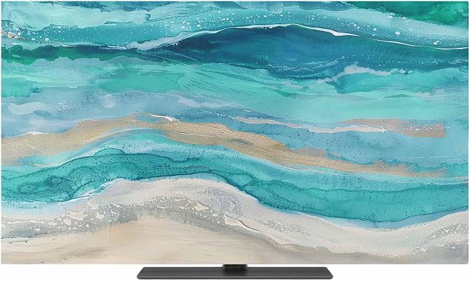Marine Coastal Wave Turquoise Ombre Indoor TV Cover, Elastic TV Screen - Image 2