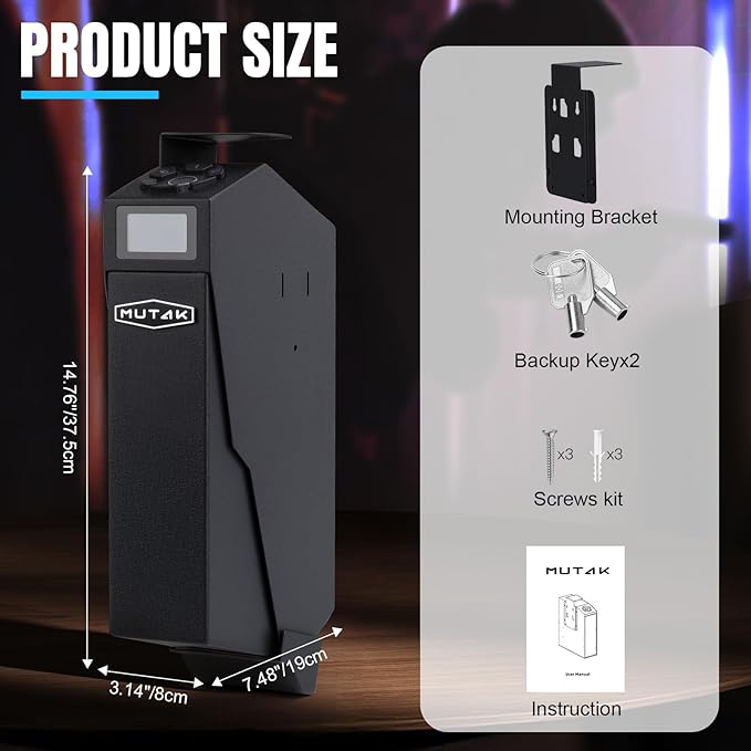 Gun Safe for Handgun, Drop Down Biometric Pistol Safe, 3 Ways Quick Access - Image 7