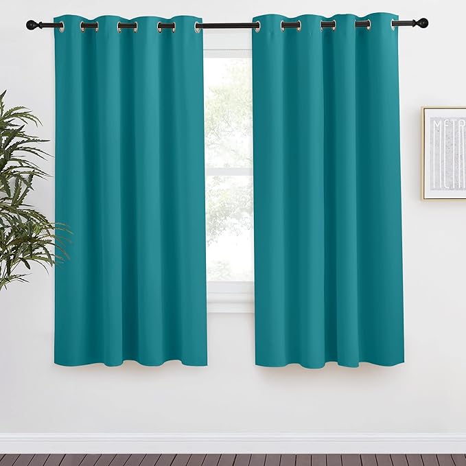 NICETOWN Peacock Blue Blackout Curtain 57 inch Length, W55 x L57 Inch, 8 by NICETOWN