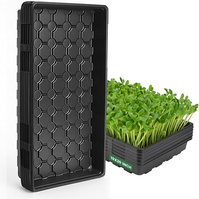 MIXC 10 Pack 1020 Seed Starter Trays, Extra Thick Heavy Duty Trays by MIXC