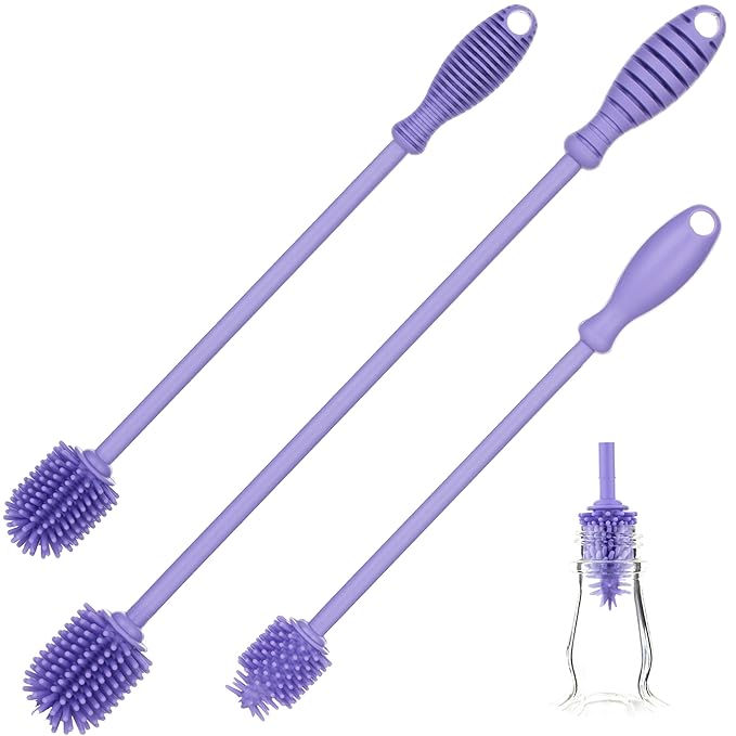 A-Brush Silicone Bottle Cleaner Brush, 3 Piece Set, Long Handle by A2SProtection
