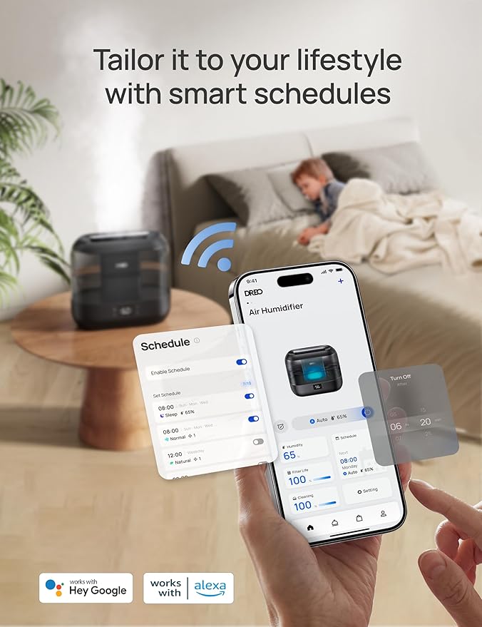 Dreo Smart Humidifiers for Bedroom-Filter Included, Top Fill 4L Humidifier - Image 3