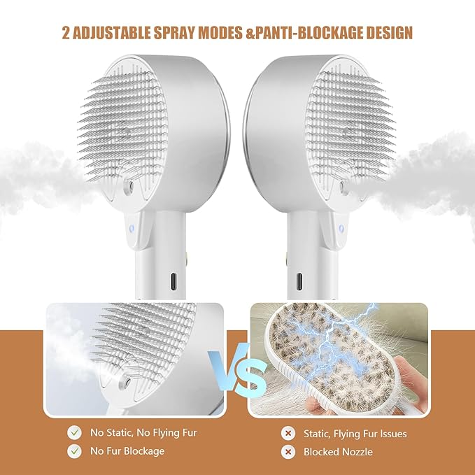 Cloud Care Cat Brush for Indoor Cat Steam Brush for Shedding Spritz Defur Comb - Image 4