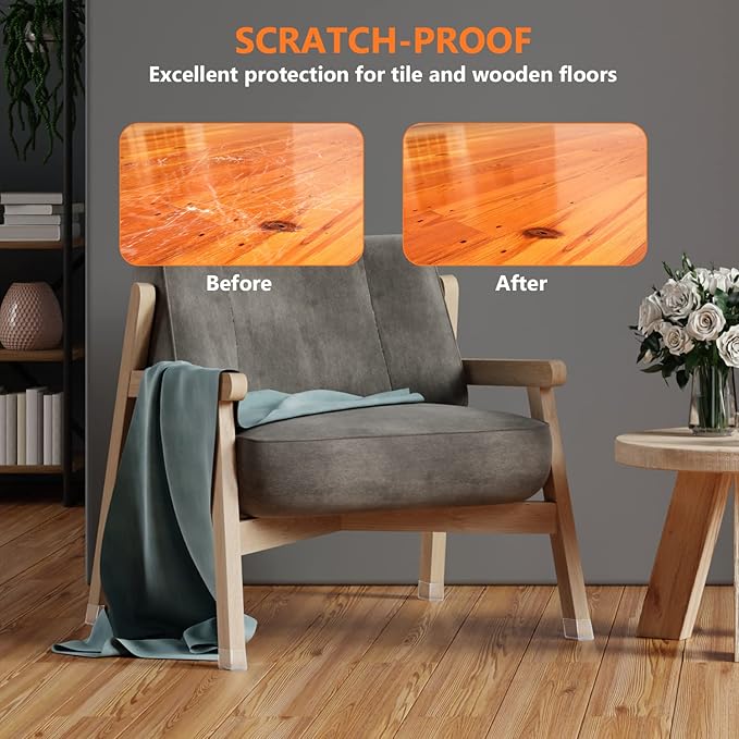 BAIPOK 36pcs Square Chair Leg Floor Protectors, Furniture Felt Pads - Image 5