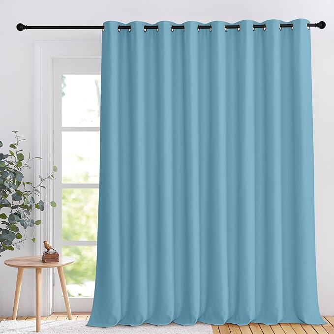 NICETOWN Blue Patio Sliding Door 108 inch Long, Extra Wide Grommet Room by NICETOWN