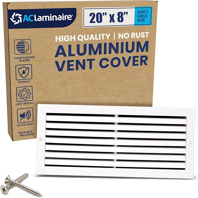 20x8 Inch Air Return Vent Cover Decorative – Premium Aluminum AC Vent Cover by LAMINAIRE
