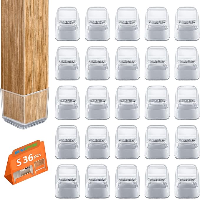 BAIPOK 36pcs Square Chair Leg Floor Protectors, Silicone Floor Protectors by BAIPOK