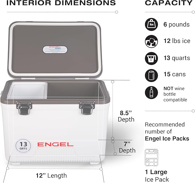 ENGEL 13qt Leak-Proof, Air Tight, Drybox Cooler and Small Hard Shell Lunchbox - Image 3