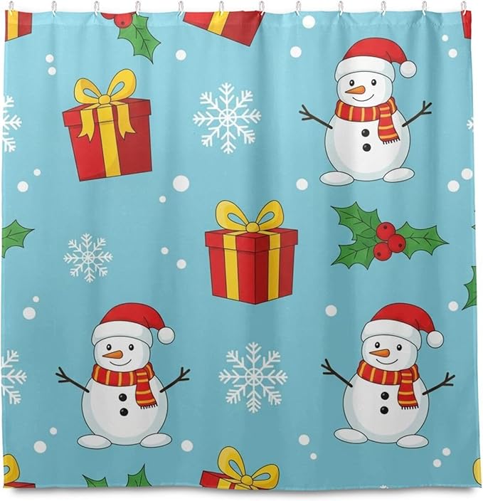 Snowflake Christmas Blue Shower Curtain Liner 72×72 inch - Image 2