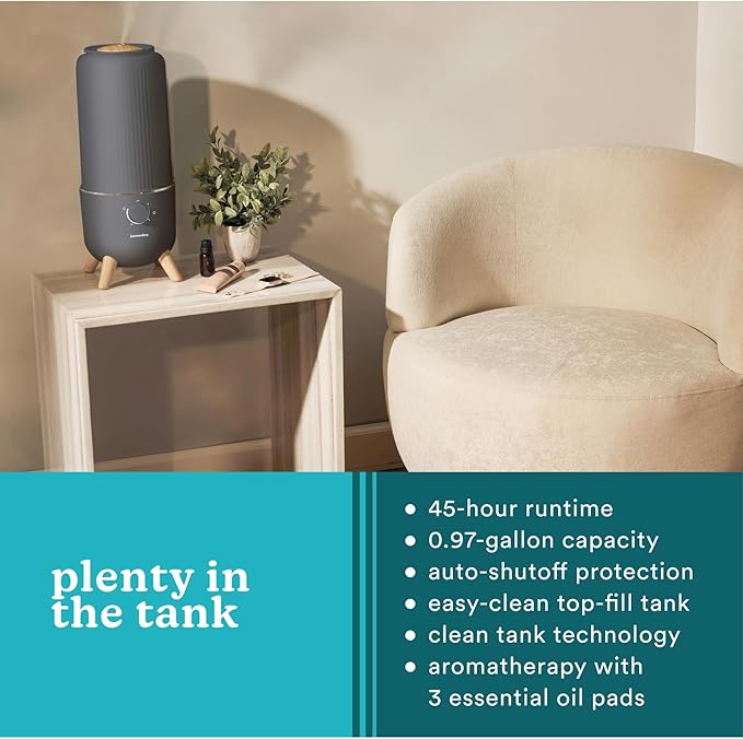 Homedics Ultrasonic Humidifier, Bedrooms and Home Offices, 0.97-Gallon Tank - Image 6