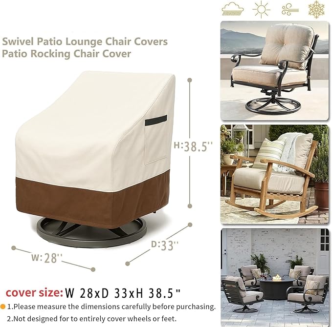Outdoor Patio Chair Covers Waterproof, 28W x 33D x 38.5H inches Weather - Image 2