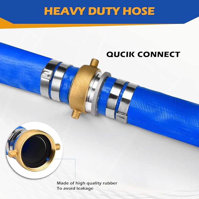 2" x 100 ft Discharge Hose for Swimming Pools, Heavy Duty PVC Lay Flat Water - Image 3