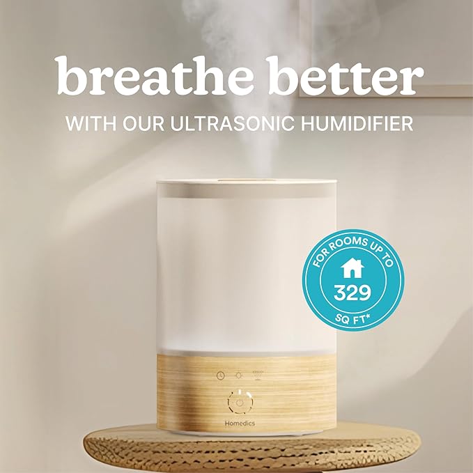 Homedics Cool Mist Ultrasonic Humidifier, 8-Colors Night Light, 0.66 Gal - Image 2