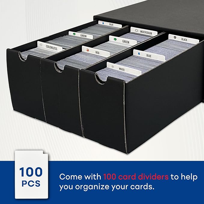 Trading Card Storage Box with 100 Dividers, Cardboard Collectors Cards - Image 2