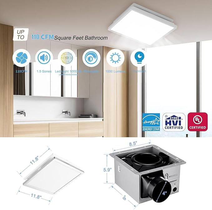 Tech Drive Modern Nickel Bathroom Exhaust Fan - Image 4