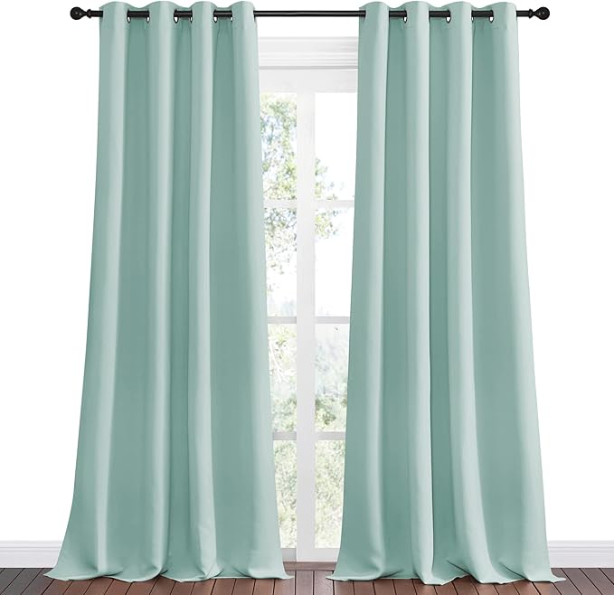 NICETOWN Aqua Blue Blackout Curtains 102" Long - Image 2