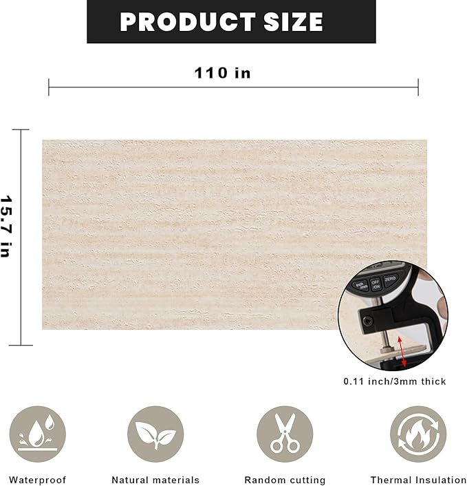 3D Wall Panels Peel and Stick – 15.7"x110" PVC Faux Travertine Texture - Image 2