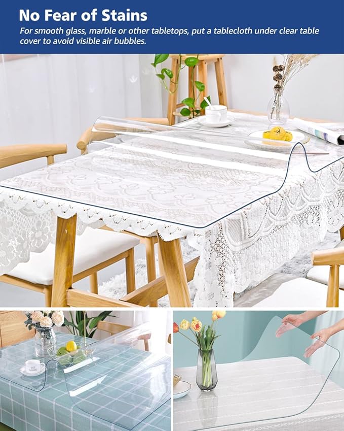 24X96 Inch Clear PVC Sheet Tablecloth Plastic Table Cover - Image 3