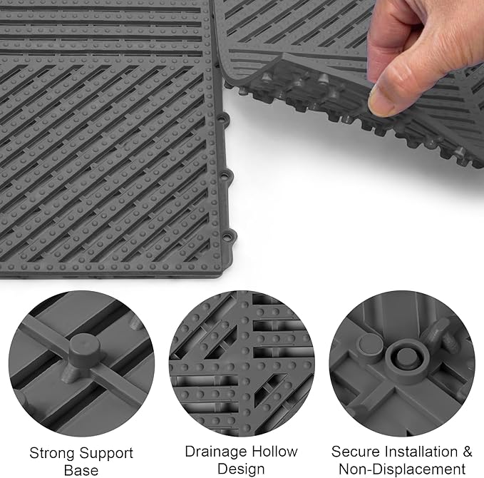 MYFAMIREA Modular Interlocking Cushion 12 Pack 11.8" x 11.8" Rubber Floor Tiles - Image 4