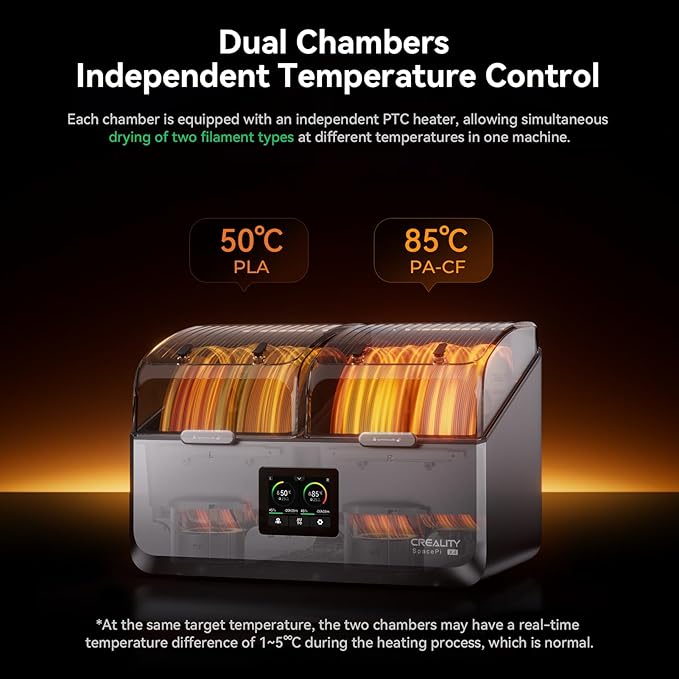 Creality Filament Dryer Box, Space PI X4 Dry Box 4 Spool, 200W PTC 3D Printer - Image 5