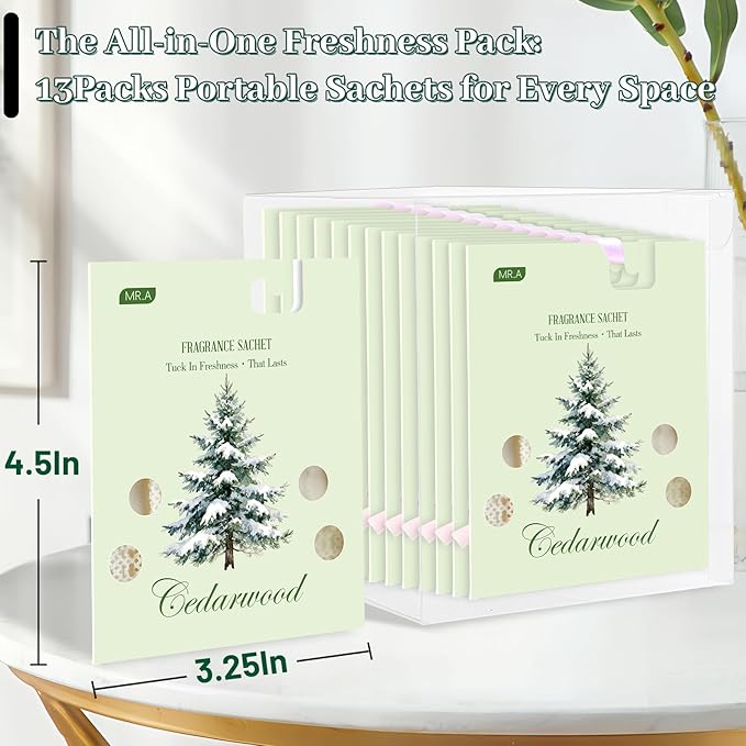 13 Packs Cedar Sachet Bags for Drawer and Closet, Fresh Scents Drawer - Image 5