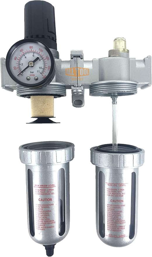 1/2" NPT Mid Flow Compressed Air In Line Filter Regulator Lubricator Oiler - Image 5