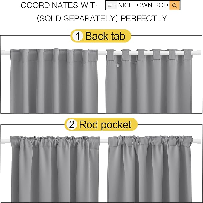 NICETOWN Bedroom Blackout Draperies and Window Treatment- 52 Width X 72 Length - Image 3