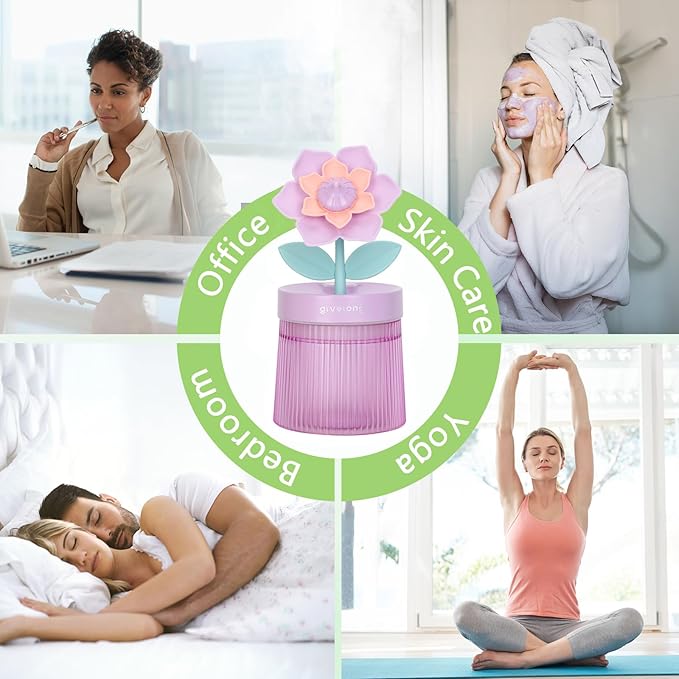 Cute Flower Mini Humidifier, 260ml Gardenia Desktop Humidifiers - Image 7