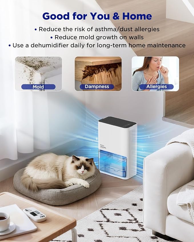 EasyAcc Small Dehumidifier for Bathroom, 68OZ 500Sq.Ft Quiet Dehumidifiers for - Image 5