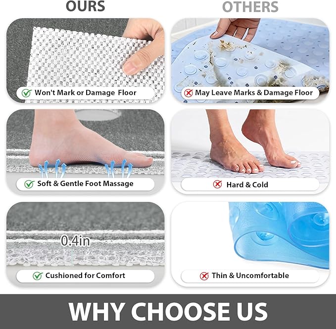 Square Shower Mat Non Slip: 24x24 Inch Extra Large Shower Mats - Image 6