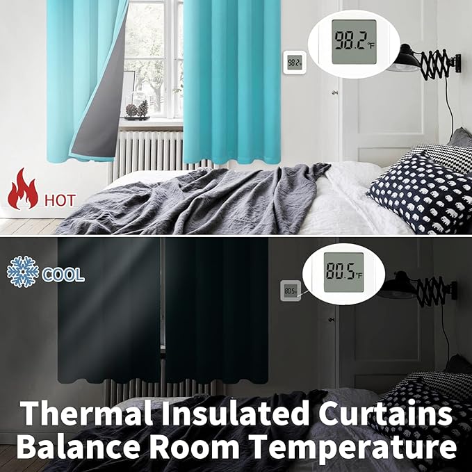 BGment Aqua Blackout Curtains 95 Inches Long 2 Panels Set - Image 4