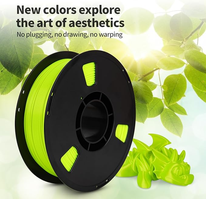 PLA Filament 1.75mm Sun Glare Lime Green 1KG, Clog-Free 3D Printer Filament - Image 2