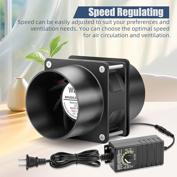 80mm x 38mm 3 Inch Air Vent Duct Booster Adjustable Speed Fan - Image 2
