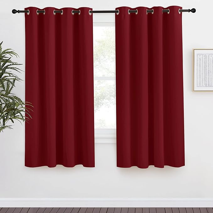 NICETOWN Blackout Curtain 57 inch Length, W55 x L57 Inch, Burgundy Red by NICETOWN