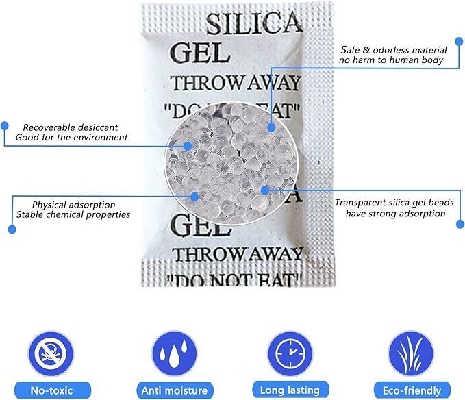 100Pcs Silica Gel Desiccant Packs, Industrial Grade No-Toxic Dehumidifier - Image 2