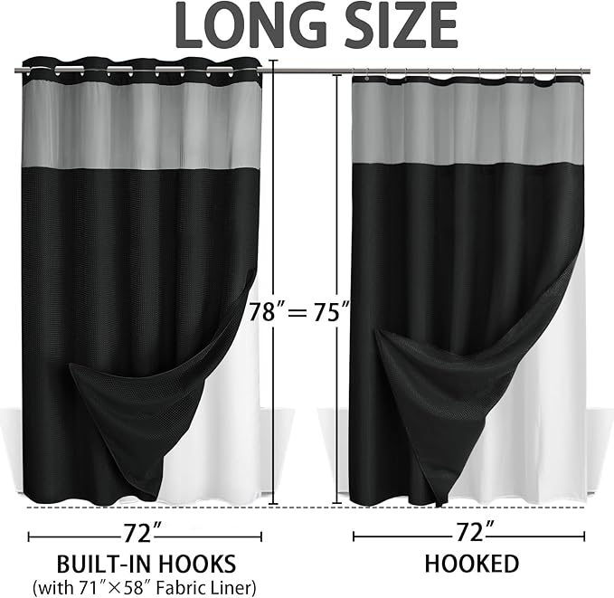 No Hook Shower Curtain and Liner Set - Image 6